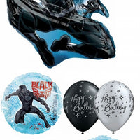 Black Panther Birthday Balloon Bouquet with Helium and Weight