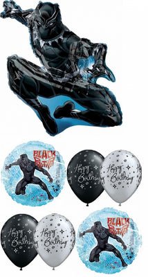 Black Panther Birthday Balloon Bouquet with Helium and Weight