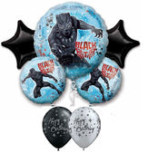 Black Panther Birthday Stars Balloon Bouquet with Helium and Weight