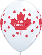 11 inch Oh Canada Day Maple Leaf Balloons with Helium and Hi Float