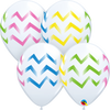 11 inch Chevron Colourful White Balloons with Helium and Hi Float