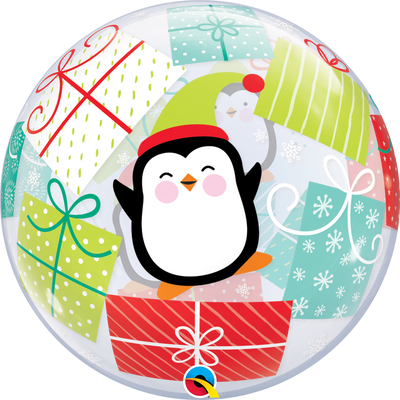 22 inch Christmas Penguin Presents Bubble Balloons
