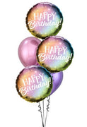 Chrome Ombre Birthday Balloon Bouquet with Helium Weight