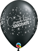 11 inch Graduation  Congratulations Black Balloons with Helium and Hi Float