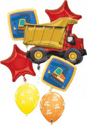 Construction Truck Happy Birthday Balloon Bouquet with Helium  Weight