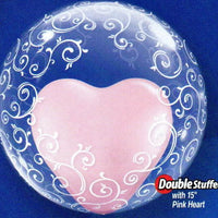 20 inch Deco Fancy Filigree Bubble Heart Balloons with Helium