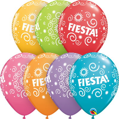 11 inch Fiesta Swirls Balloons with Helium and Hi Float