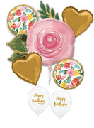 Flowers Birthday Balloon Bouquet with Helium and Weight