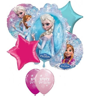 Frozen Elsa Birthday Stars Balloon Bouquet with Helium and Weight