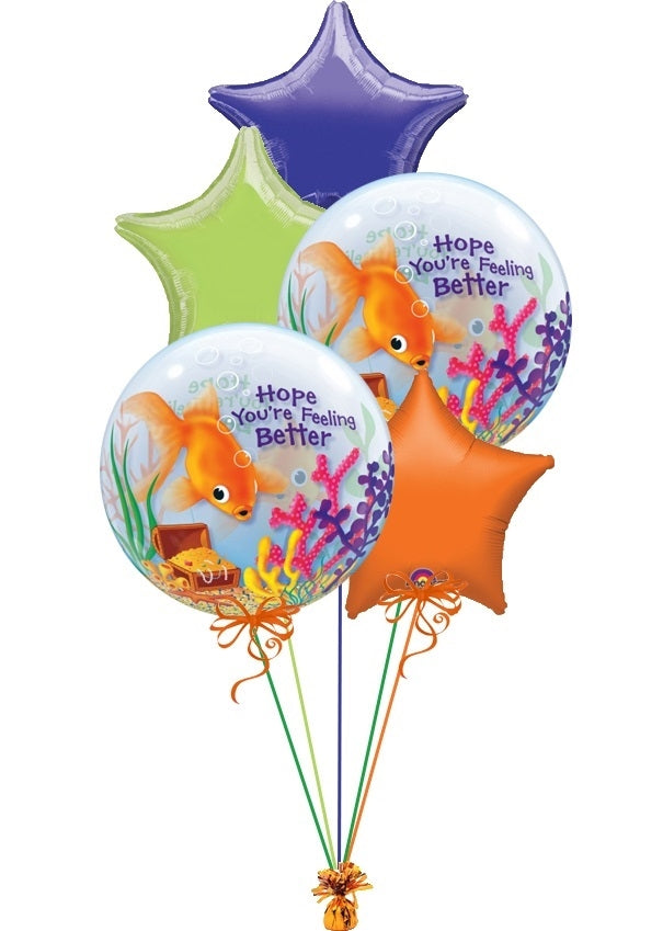 Get Well Goldfish Bubble Balloons Bouquet