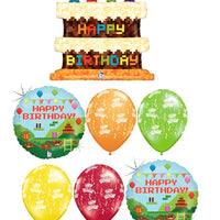 Video Game Pixel Birthday Cake Balloon Bouquet
