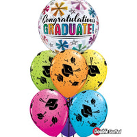 Graduation Stars Congratulation Bubble Bouquet with Helium and Weight