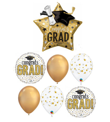 Graduation Multi Stars Balloon Bouquet with Helium and Weight