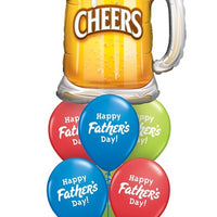Happy Fathers Day Cheers Beer Balloon Bouquet with Helium and Weight