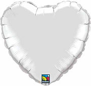Jumbo Silver Heart Shape Foil Balloon with Helium and Weight