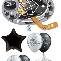 Hockey Mask Stick Birthday Balloons Bouquet with Helium Weight