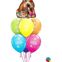Humour Basset Hound Birthday Balloon Bouquet with Helium and Weight