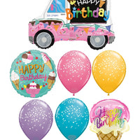 Ice Cream Truck Happy Birthday Balloon Bouquet with Helium and Weight