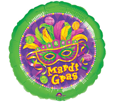 18 inch Mardi Gras Masquerade Foil Balloons with Helium