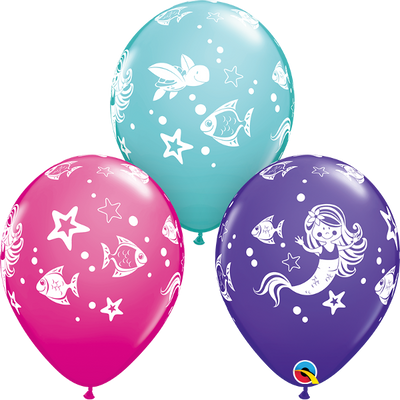 11 inch Merry Mermaid Friends Balloons with Helium and Hi Float