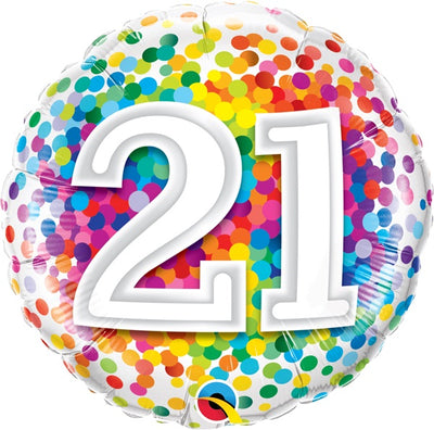 21st Birthday Confetti Dots Milestone Balloon with Helium