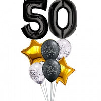 34 inch Pick An Age Black Number Birthday Confetti Balloons Bouquet