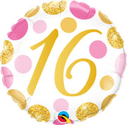 Milestone Pink Gold 16th Birthday Balloon with Helium