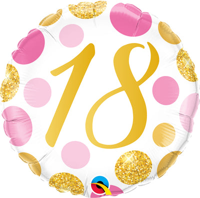 Milestone Pink Gold 18th Birthday Balloon with Helium
