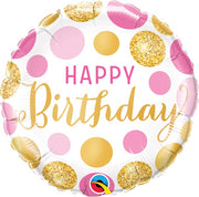 Milestone Pink Gold Happy Birthday Balloon with Helium