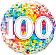 Milestone Rainbow Dots 100th Birthday Balloon with Heliums