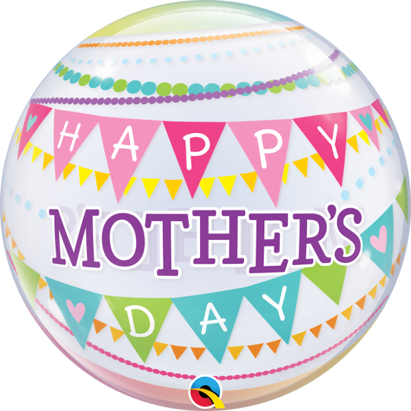 22 inch Happy Mothers Day Pennant Bubbles Balloon