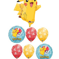 Pokemon Pikachu Birthday Balloon Bouquet with Helium and Weight