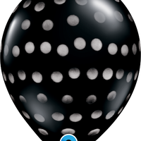11 inch Polka Dots Onyx Black Balloons with Helium and Hi Float