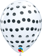 11 inch Polka Dots White Balloons with Helium and Hi Float