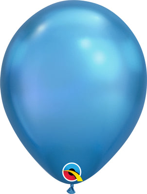 11 inch Qualatex Chrome Blue Latex Balloons with Helium and Hi Float