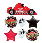 Race Car Happy Birthday Stars Balloon Bouquet with Helium and Weight