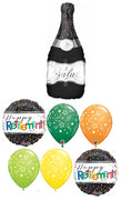 Retirement Champagne Bottle Dots Balloon Bouquet with Helium Weight