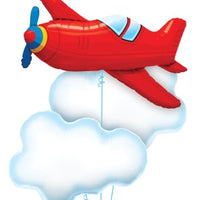 Red Airplane Clouds Balloon Boqueut with Helium and Weight