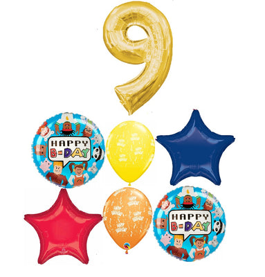 Roblox Birthday Party Time Pick An Age Gold Number Balloons Bouquet