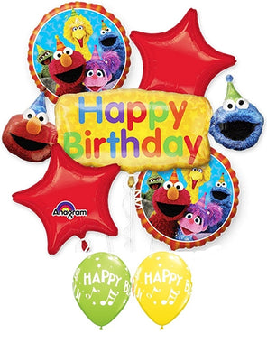Sesame Street Happy Birthday Banner Balloon Bouquet with Helium Weight
