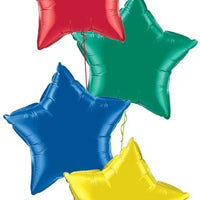 18 inch Solid Colour Star Foil Balloon Bouquet of 4 with Helium Weight