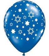 11 inch Star of David Sapphire Blue Balloons with Helium and Hi Float