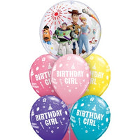 Toy Story Bubble Birthday Girl Balloon Bouquet with Helium and Weight