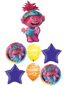 Trolls World Tour Poppy Birthday Balloon Bouquet with Helium Weight