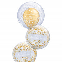 Happy Anniversary Gold Bubble Balloons Bouquet