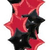 Solid Colour Stars Black Red Balloon Bouquet of 8