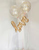 Gold Pink Confetti Love Balloon Bouquet with Helium and Hi Float