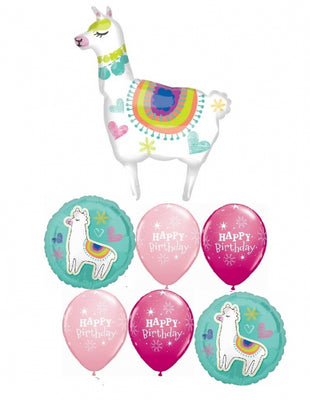 Llama Birthday Balloon Bouquet with Helium and Weight