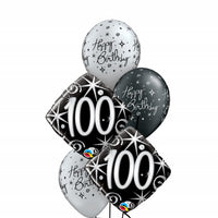 100th Elegant Birthday Balloon Bouquet with Helium and Weight