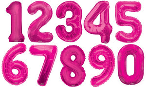 34 inch Jumbo Hot Pink Number Foil Balloons